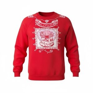 Made to Order Hand Painted Puff Paint Red Graphic Fleece Top Valentines Day Cat